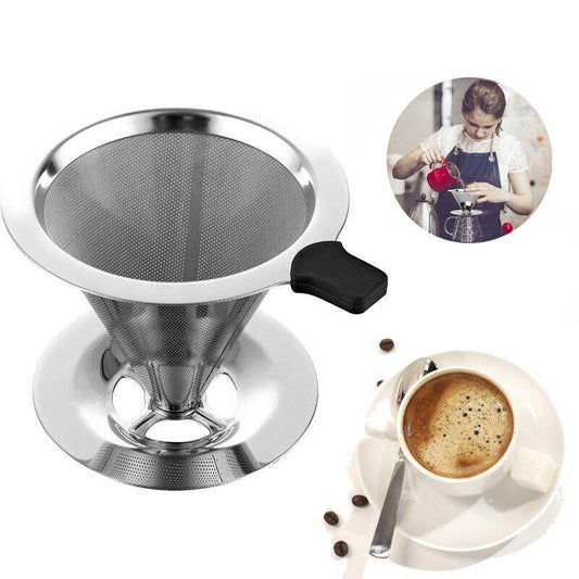 Coffee Tea Cup Drip Filter Mesh Holder Reusable Stainless Steel Pour Over Funnel V528-304COFFEEFILTER-12172