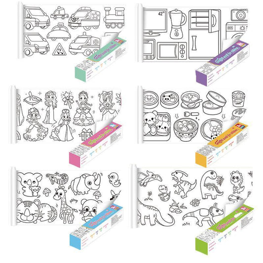3M DIY Colouring Paper Roll with 12 Colour Pencils Cartoon Doodle Set - Dinosaur Land(With 12PCS Colored V528-9360101048853