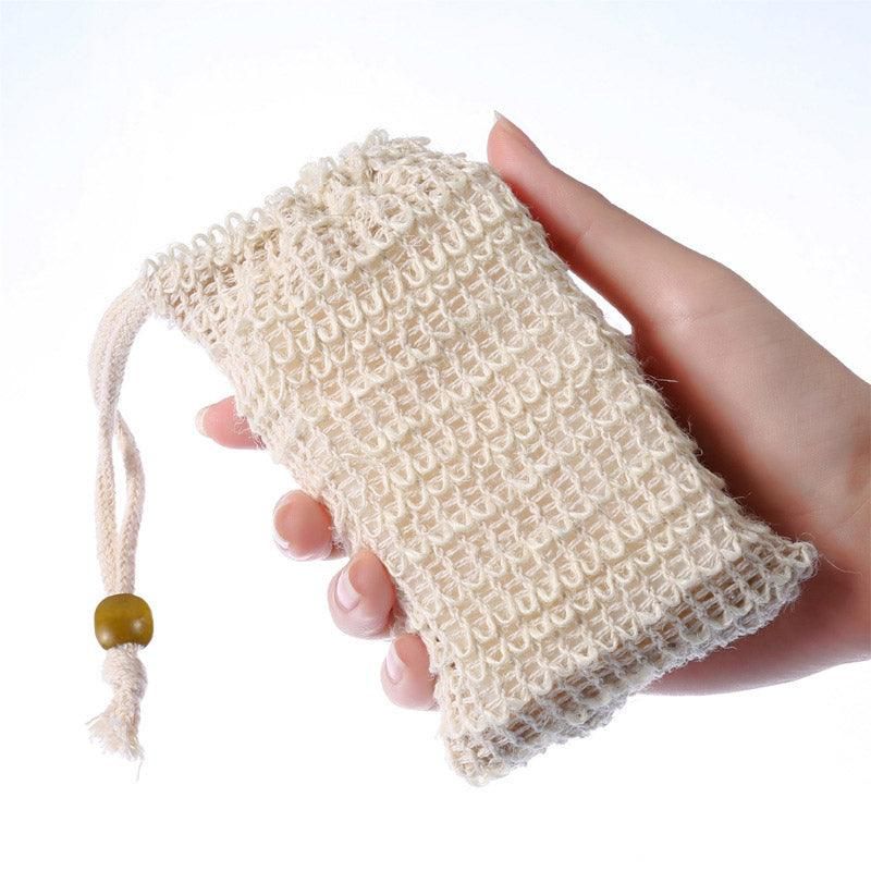 Flax Soap Saver Bag with Foaming Mesh and Drawstring for Exfoliating - 4PCS V528-9360312033167