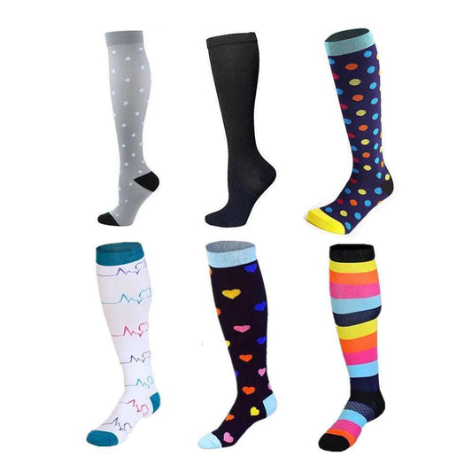 S/M Compression Socks Women Men Nursing Travel Stocking Sport Running - Colour Dots V528-9360312048062