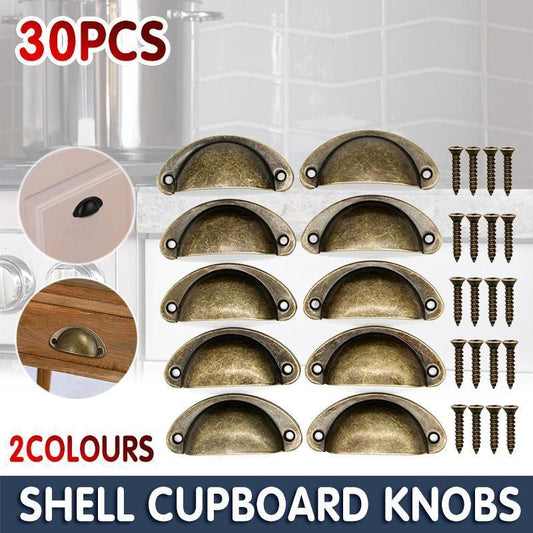 30X Modern Cup Cabinet Handle Knob Drawer Furniture Door Pull Shell Cupboard - Bronze V528-9360312205700