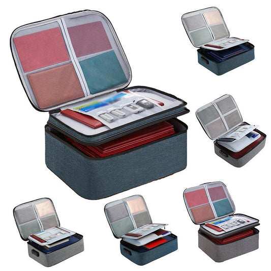 Large Capacity Multi-Layer Document Ticket Storage Bag Certificate File Organize 3 Layers With Lock - Grey 3 V528-BAGGREY-3LAYERSWITHLOCK-D15487
