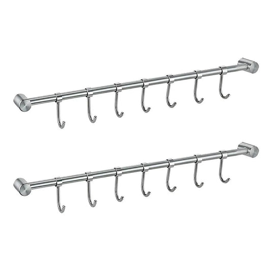 2PCS 304 Stainless Steel Bathroom Towel Hook Wall Mounted Clothes Kitchen Hanger V528-BATHROOM-HOOK-400MM-7HOOK-495158