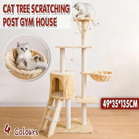 Cat Tree Scratching Post Gym House Condo Scratcher Furniture Tower - Brown V528-CATCLIMBINGFRAME-BROWN-63923