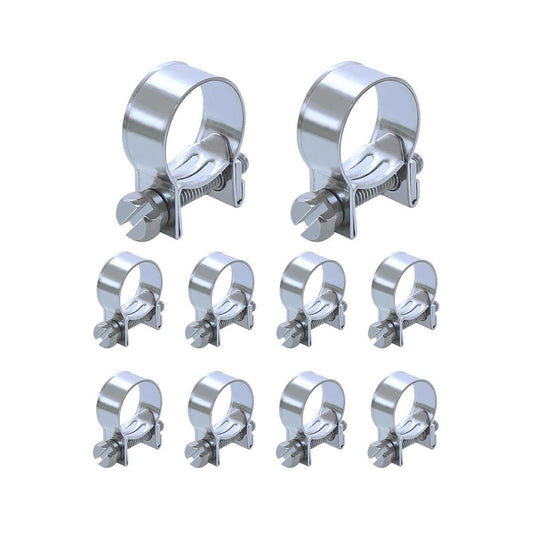 10pcs Galvanized Iron Fuel Hose Clamps For Automobile Air Pipe Secure Grip - 11-13mm V528-CLAMP-11-13-10PCS-933435