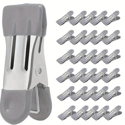 30pcs Multi Functional Stainless Steel Clothes Drying Clips Windproof Clips V528-CLIP-30PCS-GREY-780227