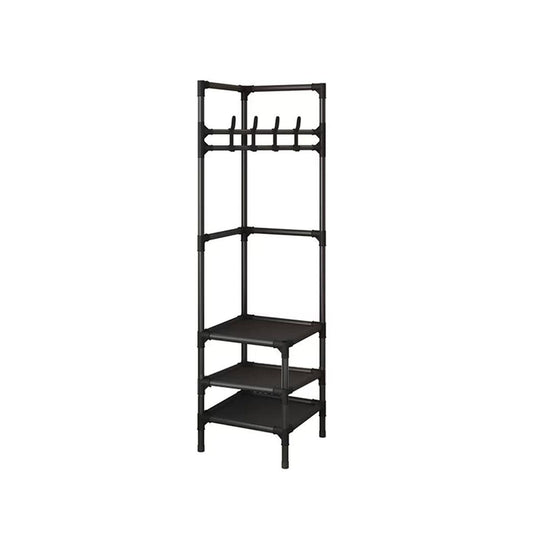 Floor Standing Corner Coat Rack Multifunctional Clothes Hanger Storage Organizer V528-CORNER-SHELF-3-BLACK-807751