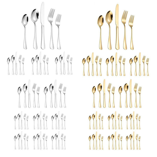 20/40pcs Stainless Steel Cutlery Set Knife Fork Spoon Western Hotel Tableware - Golden-40pcs V528-CUTLERY-GOLDEN-40PCS-668625