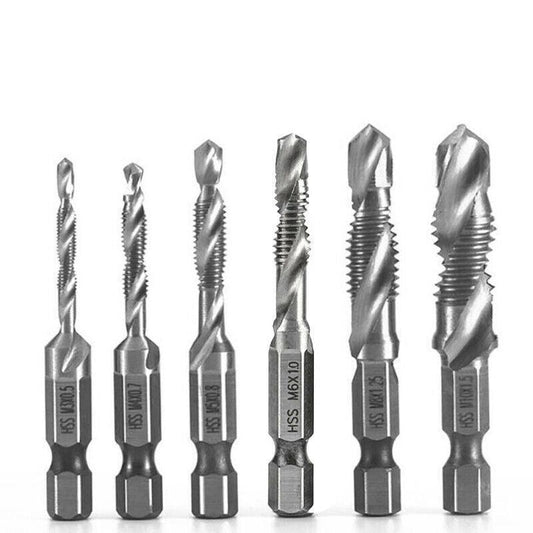 6X Hss Hex Shank Tap Drill Bits Metric Thread Screw Tapping Compound Set Tool V528-DRILL-6PCS-21501