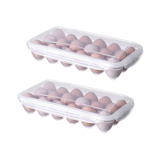 2x Eggs Keeper Trays 18 Slots Storage Box Containers Kitchen Refrigerator Holder V528-EGG-CARTON-18BARS-2PCS-758027