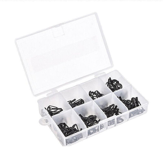 80 Fishing Rod Guide Set Tackle Tips Repair Kits Ring 8 Size Stainless Steel Box V528-FISHINGSET-80PCS-124177