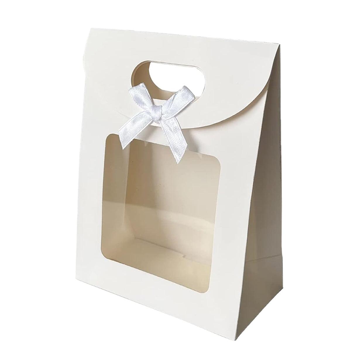 24PCS Bow Flap Tote Bag Reusable Shopping Carry Bag Gift Party Packaging Bag - 26x19x9cm V528-GIFT-BAG-WHITE-24PCS-731791