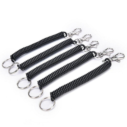 4Pcs Elastic Phone Elastic Spiral Spring Coil Strap Rope Lanyard Key Chain Black V528-KEYCHAIN-4PCS-45422
