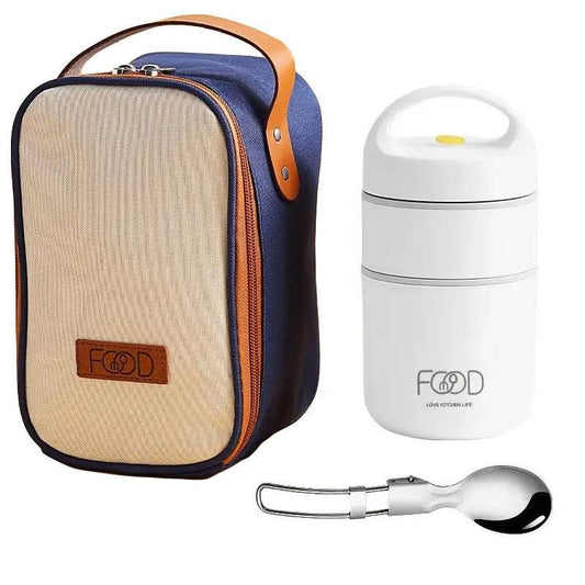 3pcs Insulated Lunch Box Soup Container Portable Breakfast Food Storage Box Set V528-LUNCH-BOX-2-WHITE-921456