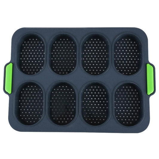 Silicone Cake Mould Oval 8 Compartment Non Stick Baking Pan Kitchen Tools Set V528-MOLD-GREY-6-158768