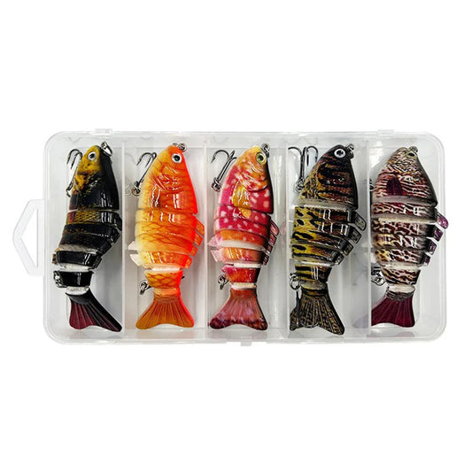 5PCS Faux Lure Set Fish Hard Fake Bait Fishing Lures Artificial Bait Tackle Gear V528-MULTI-SEGMENT-FISHBAIT-5PCS-886861
