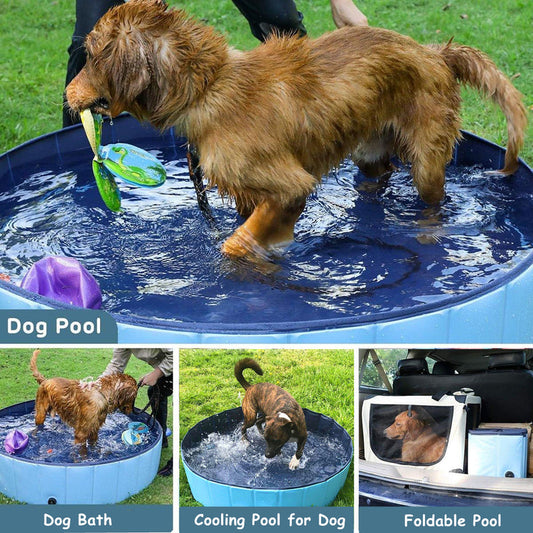 Pet Swimming Pool Foldable Portable Pool for Dogs Outdoor Summer Play - Blue-80x20cm V528-PET-BATH-LIGHTDARKBLUE-80-20-249327