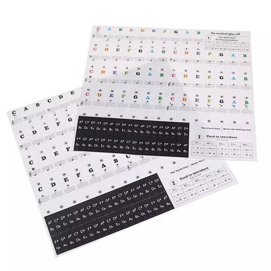 Transparent Keyboard Piano Stickers 88/61/54/49/37 Keys Sticker Note For Learner - Colourful V528-PIANOKEYSTICKERS-COLORFUL-87518