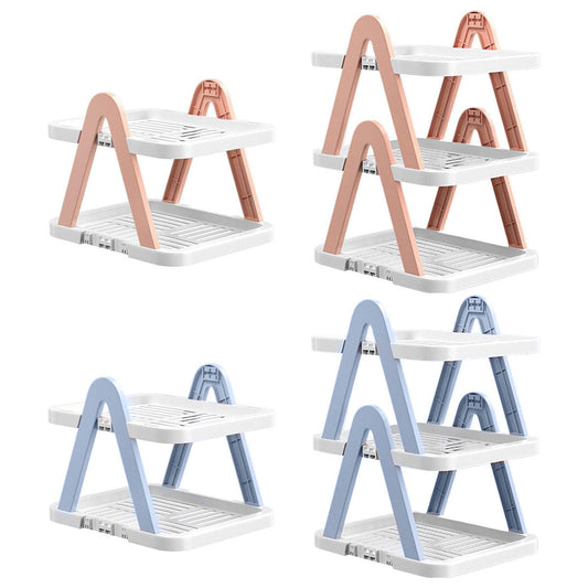 2/3 Tier Removable Shoe Rack Folding Storage Shelf Simple Space Saving Organizer - 3Tier-Pink V528-RACK-3-PINK-388627