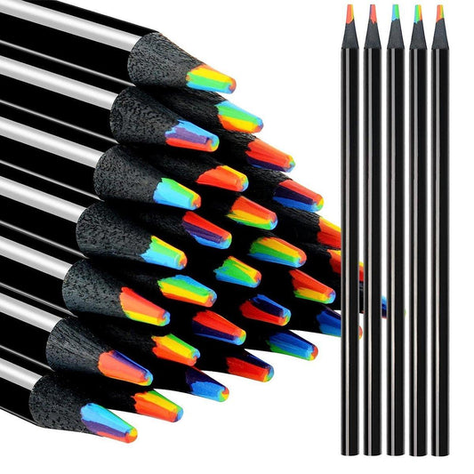 Rainbow Colour Pencils Multicolour Gradient Drawing Pencils for Students V528-RAINBOW-PENCIL-BLACK-16PCS-843965