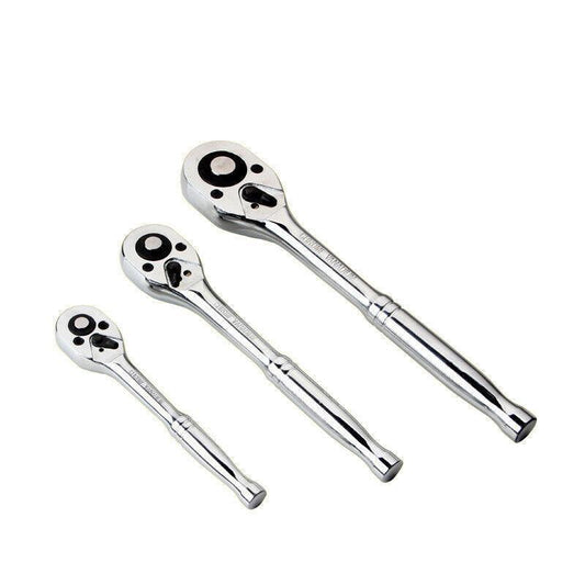 Quick Release Ratchet Handle 1/4 inch 3/8 inch 1/2 inch Drive Reversible Socket Wrench - 12x150x27mm V528-RATCHETWRENCH-1-4-889338