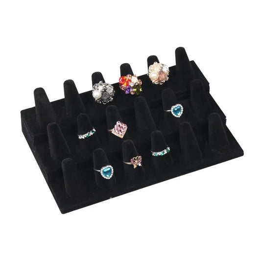Three Layer Flocking Jewelry Display Stand 18 Finger Ring Organizer Holder V528-RING-DISPLAY-STAND-850573