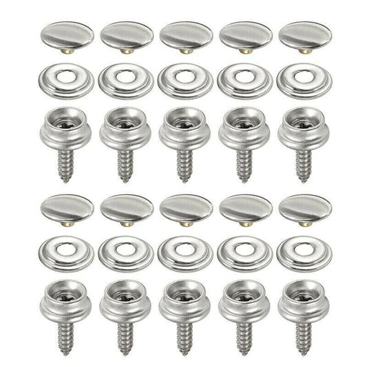 62Pcs Canvas Snap Fastener Kit with Stainless Screws and Tools for Marine Tent Cover V528-STEELSNAP-62PCS-878965