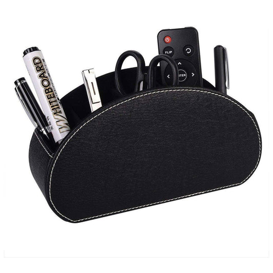PU Leather Desktop Organiser Remote Control Office Cosmetic Storage Box Holder V528-STORAGE-BLACK-346459
