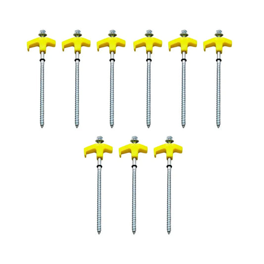 9PCS High Strength Carbon Steel Tent Stakes Outdoor Camping Pegs M8x200 Durable V528-TENT-PEG-YELLOW-9PCS-251015