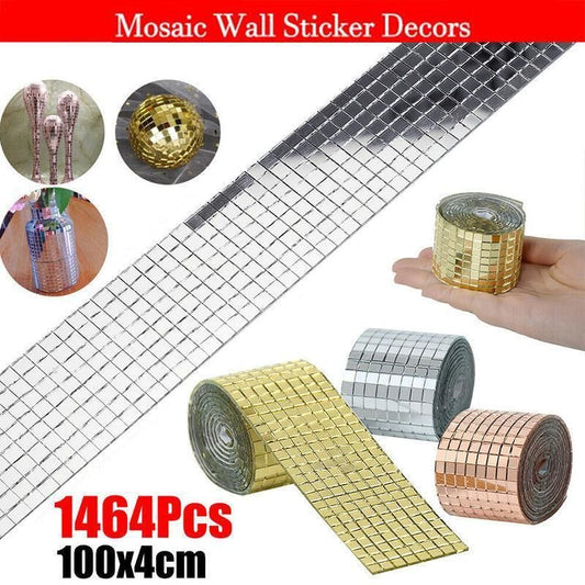 Diy Mini Mosaic Tiles Self-Adhesive Square Mirror Glass Wall Sticker Decors - Gold V528-WALLSTICKER-GOLD-015521