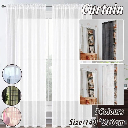 Sheer Voile Curtains Rod Pocket Window Panel for Bedroom 140cm x 230cm Drapes - Black V528-WINDOW-GAUZE-BLACK-1PC-698620