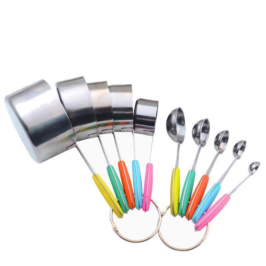 10 Piece Stainless Steel Measuring Cups and Spoons Set for Baking and Cooking V528-XJ00516-10PCS-339667