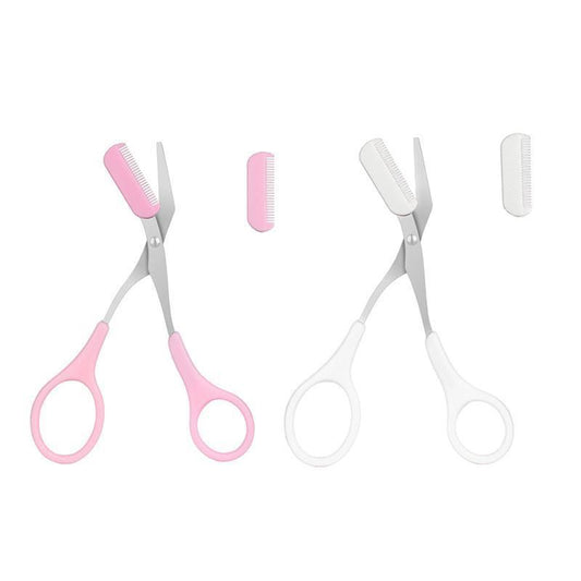 Eyebrow Trimmer Grooming Scissors Eyelash Thinning Shears Comb Brow Shaping Tool - Pink V528-YL099-PINK-5567