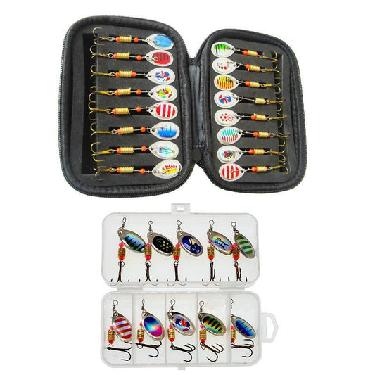 10/16PCS Fishing Lure Spinners Baits Spoon Set with Tackle Bag Trout Bass Tackle - A(16PCS) V528-ZK00459-16PCS-312456