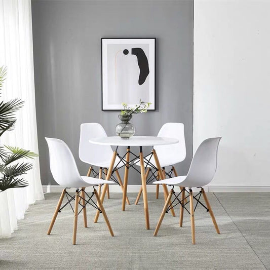Wood Dining Table for 2-4 People,80cm DIA Modern Round Kitchen Table with Wood Legs for Dining Room, Living V541-AWS-017-1