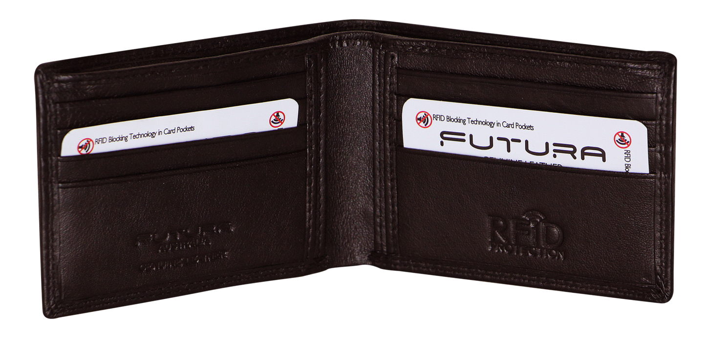 Futura Mens RFID Slim Leather Wallet - Brown V563-00183L-BROWN