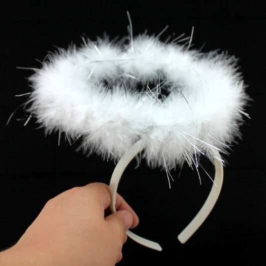 ANGEL HEADBAND Fairy Halo Hair Hoop Costume Dress Up Party Xmas Headpiece V563-10010-WHITE