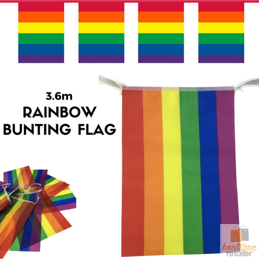 3.6m RAINBOW BUNTING FLAG Party Banner Birthday Market Stall Flags Decor Pride V563-13034-1PK