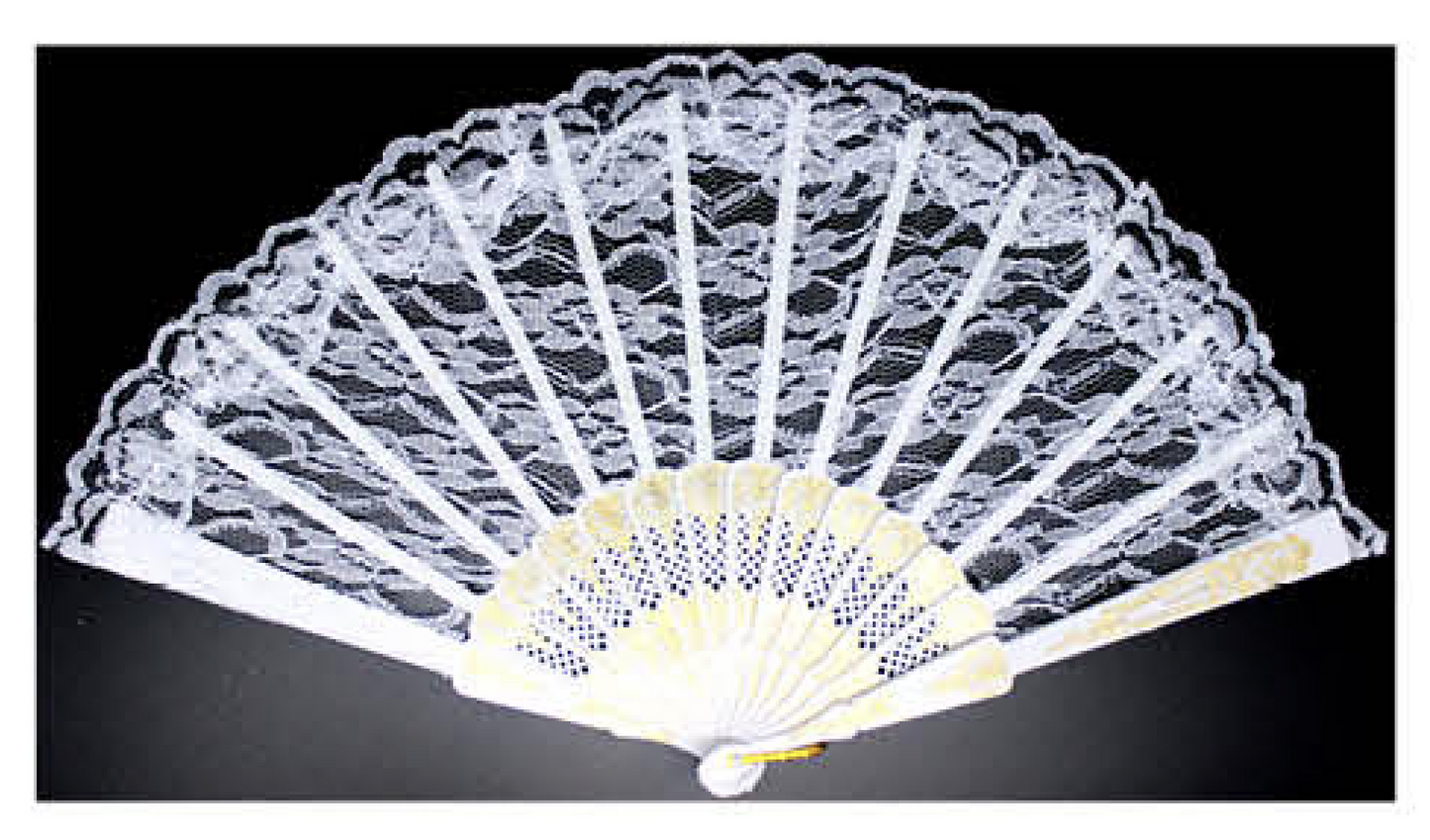 Lace Folding Hand Fan Bridal Wedding Party Spanish Costume Accessory - White V563-13700-WHT