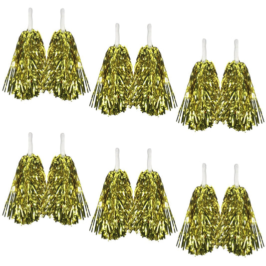 Yellow Metallic Cheerleading Pom Poms - Set of 6 with Easy-Grip Handles Australia Day V563-18200_07_6X