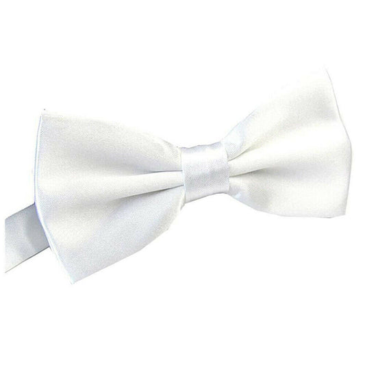 Mens BOW TIE Wedding Tuxedo Formal Bestman Necktie Classic Plain Party - White V563-19411WHT