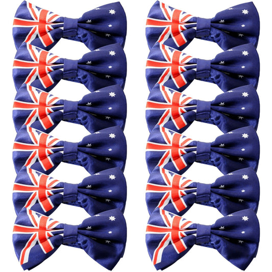 12x Australian Flag Bow Tie - Patriotic Accessory Australia Day V563-19415_12X