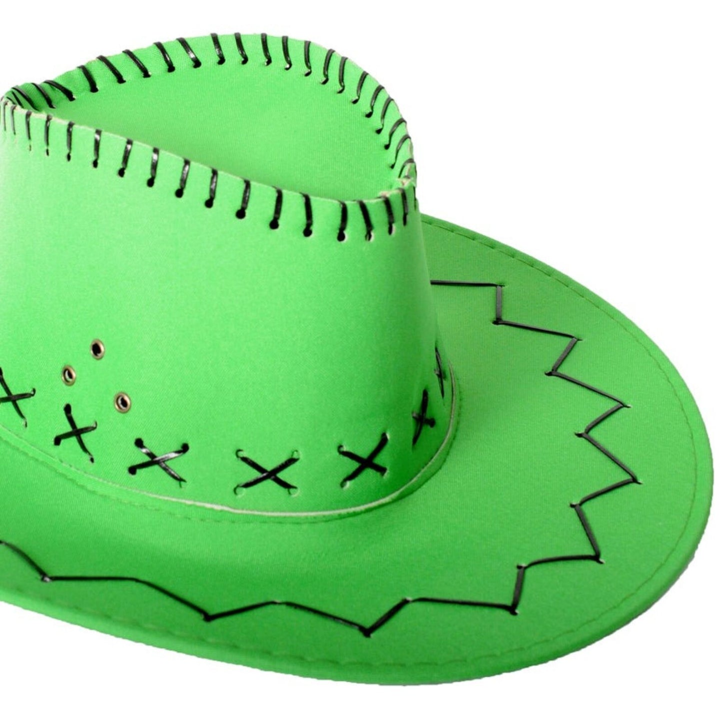 Fluro Green Cowboy Hat with Adjustable Chin Cord - Fun Western-Themed Australia Day V563-21293-11