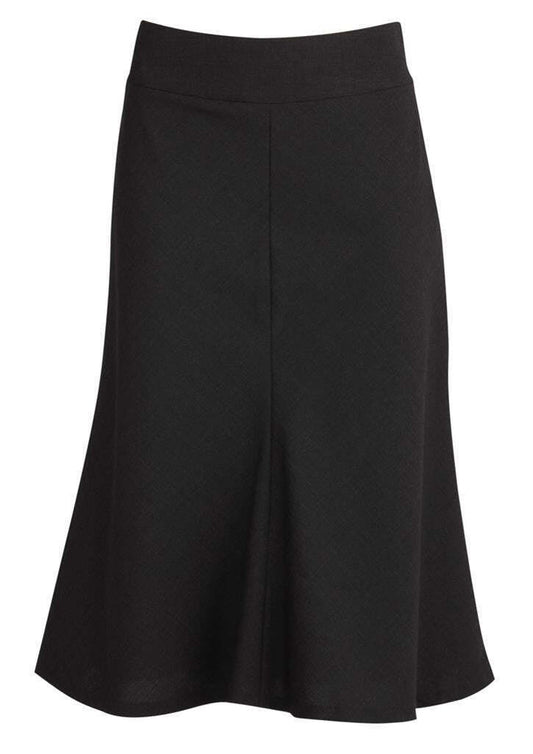 Womens Fluted 3/4 Length Below Knee Skirt Work Business - Black - 26 V563-24013-BLACK-26