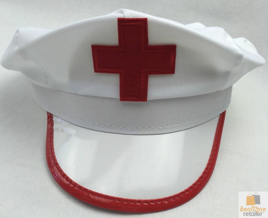 NURSE HAT Doctor Fancy Halloween Party Costume Accessory Cap - White/Red V563-60010