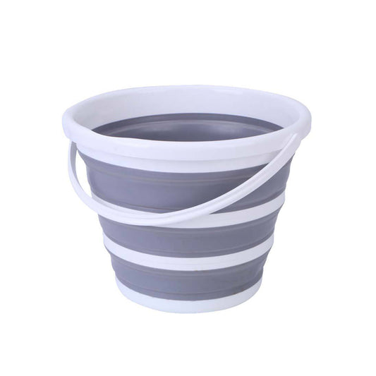 10 Litre Foldable Collapsible Bucket Silicone for Home/Hiking/Camping/Fishing - Grey/White V563-75197