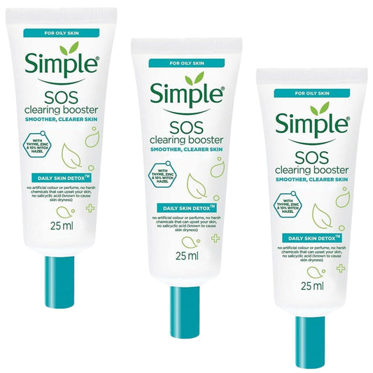 3x Simple 25ml SOS Clearing Booster Long Lasting Shine & Blemish Control V563-8710447473832_3X