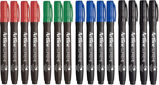 Artline Supreme Permanent Markers - Assorted Colours 15 pack V563-ARTLINE-ASSTD