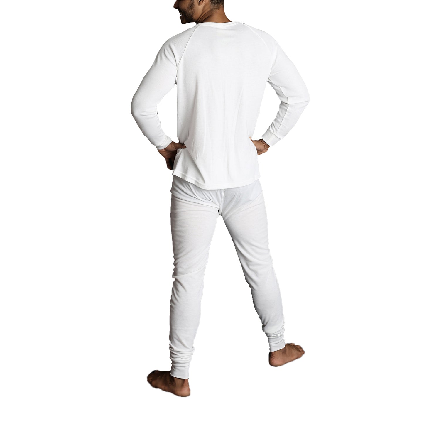 2pcs Set Mens Merino Wool Blend Long Sleeve Thermal Top & Long Johns Pants Underwear - Beige - XXL V563-BB-2PCMSET-BG-XXL