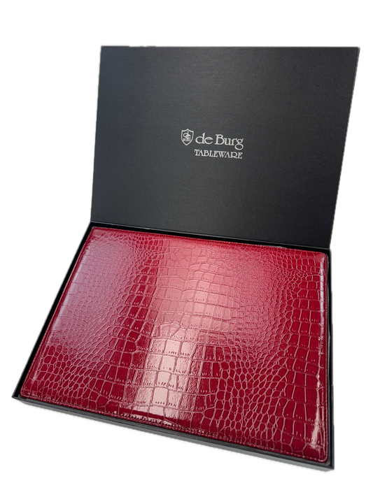 de Burg 4 Piece Table Place Mat Set Placemat with Croc Pattern - Red V563-BM10537-RED